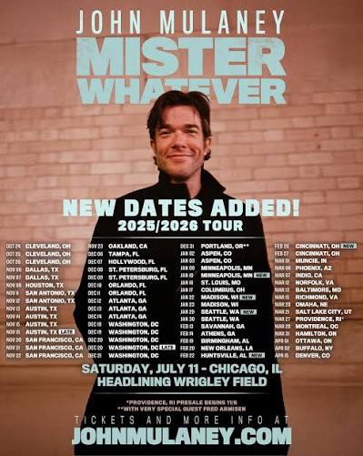 John Mulaney live tour poster 2026 & 2027